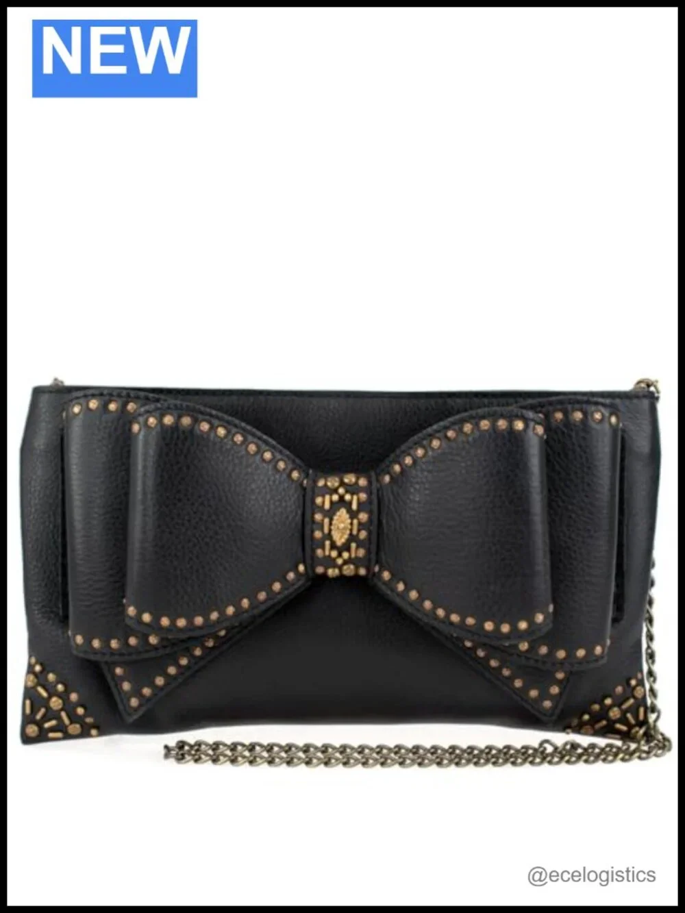 Studded Leather Bow Crossbody Bag Convertible Clutch